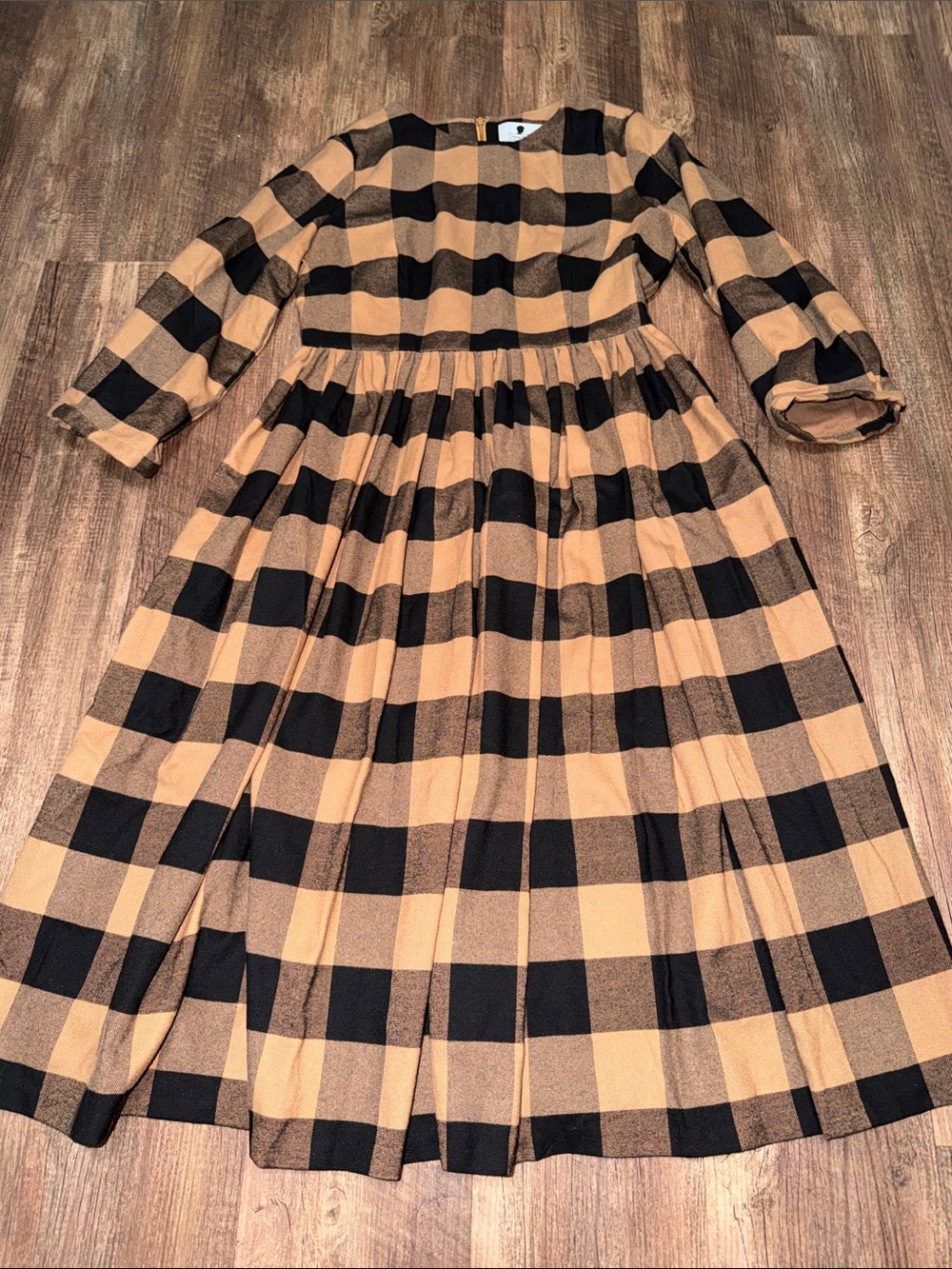 Dainty Jewells Plaid Dress Brown/Black Cottagecore size M